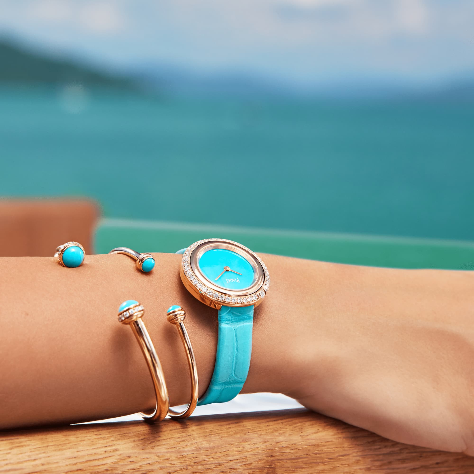 绿松石玫瑰金手镯-伯爵珠宝 g36pc800