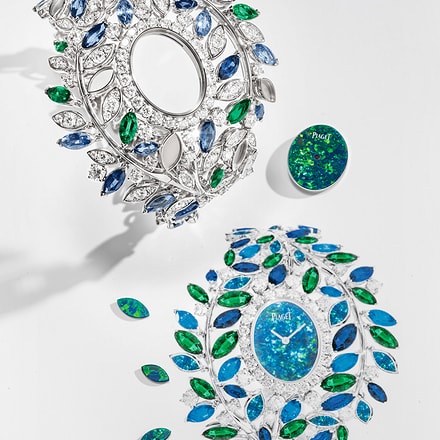 Piaget diamond watch set with sapphires and aquamarines