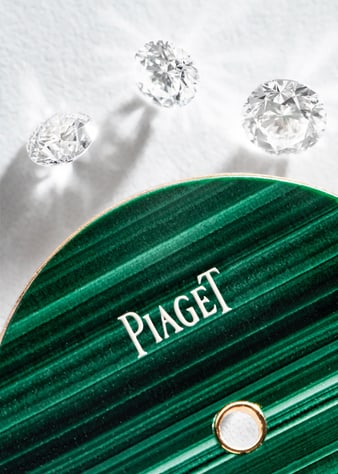 Luxury watch gem-setting and malachite dial
