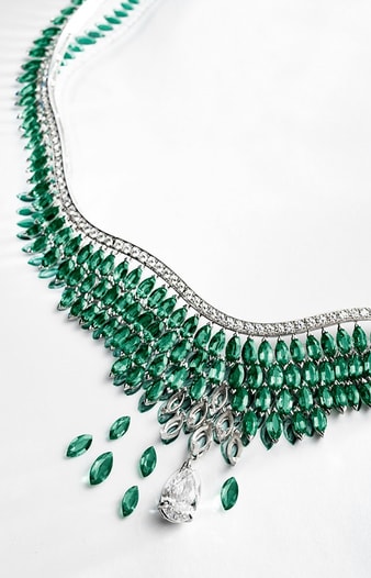 diamantcollier mit smaragden