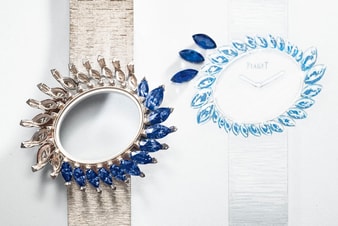 blue waterfall haute joaillerie weissgolduhr