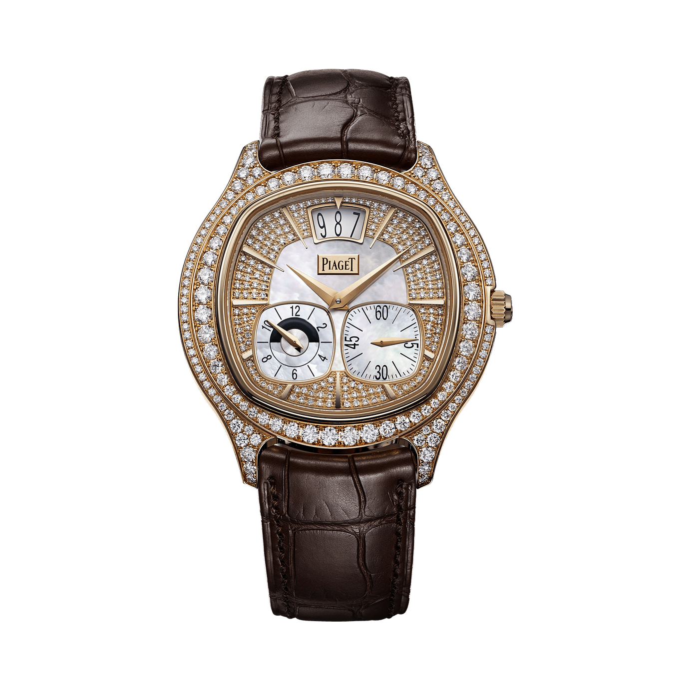 Rose Gold Diamond Dual Time Zone Watch, Is Gallery Leather Real Gold